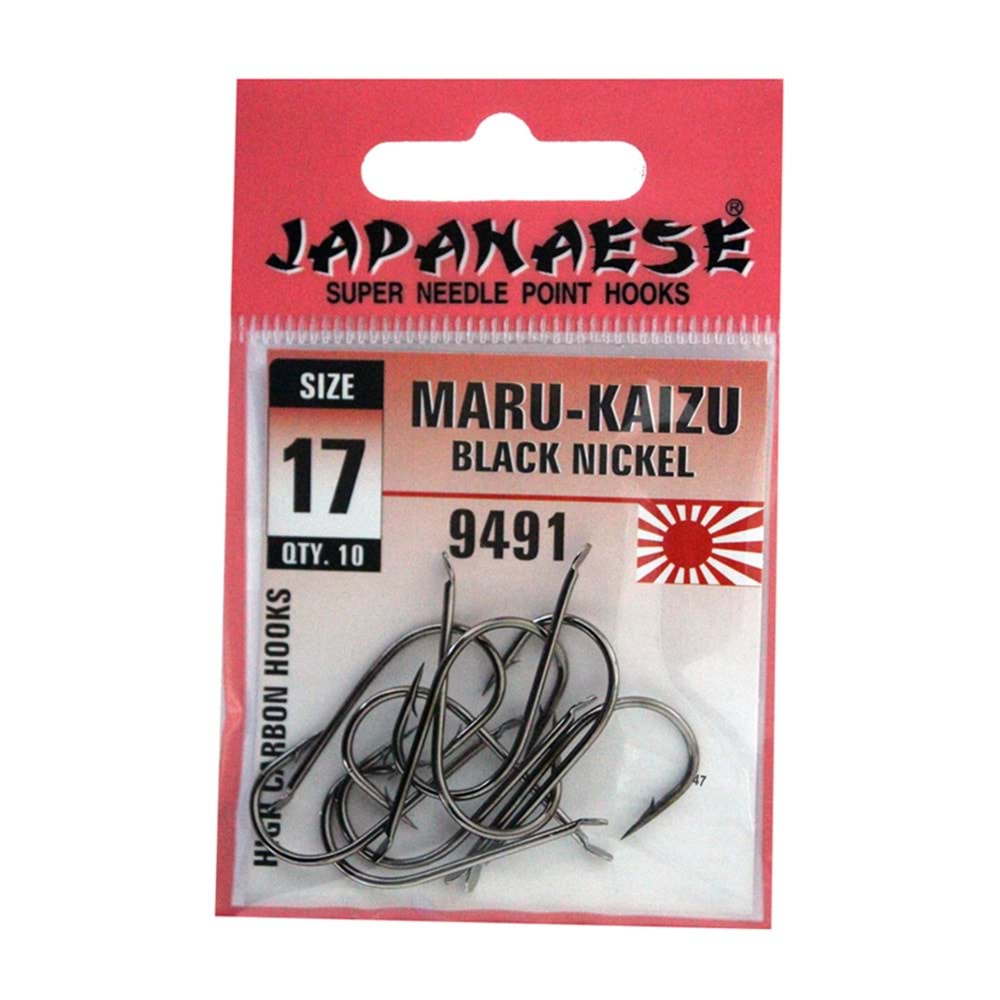 JAPANESE MARU-KAIZU DÜZ 9491 Serisi Olta İğnesi BLACK NICKEL