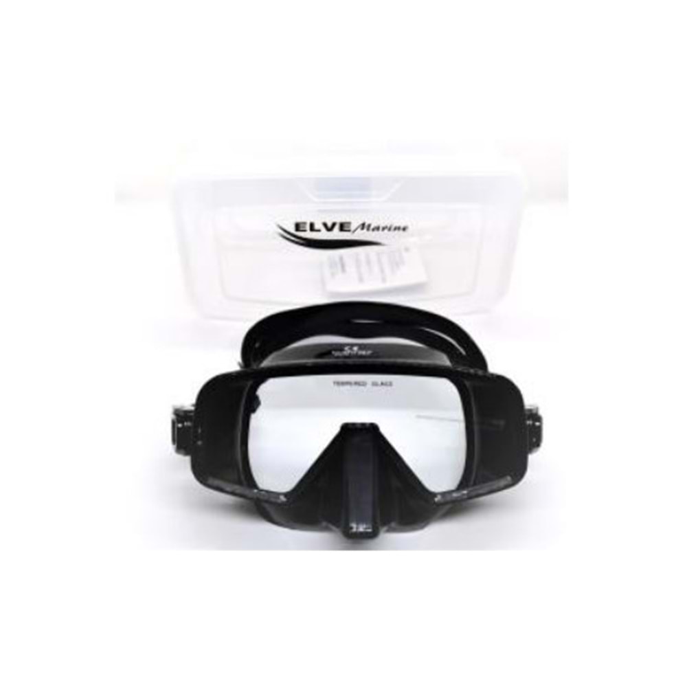 Elve E-M39 Silikon Tempered Cam Dalış Maskesi Siyah