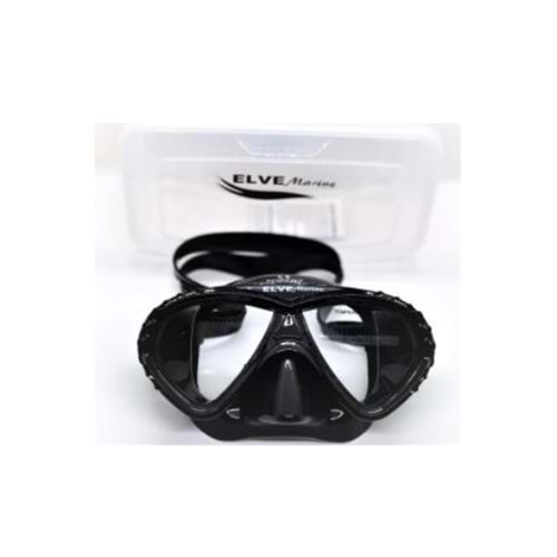 Elve E-M49 Silikon Tempered Cam Dalış Maskesi Siyah